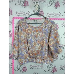 OLI VIV Lavender Floral Short-Sleeve Cropped Top